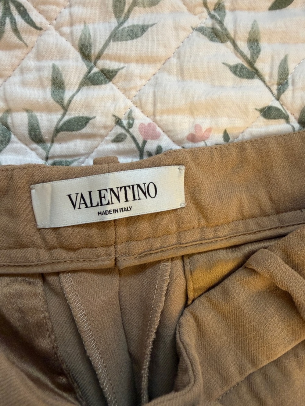 Valentino Tan High-Waist Trousers